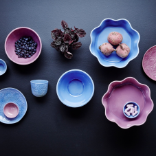 Dark Lavender Embossed Stoneware Fruit Bowl By Rice DK